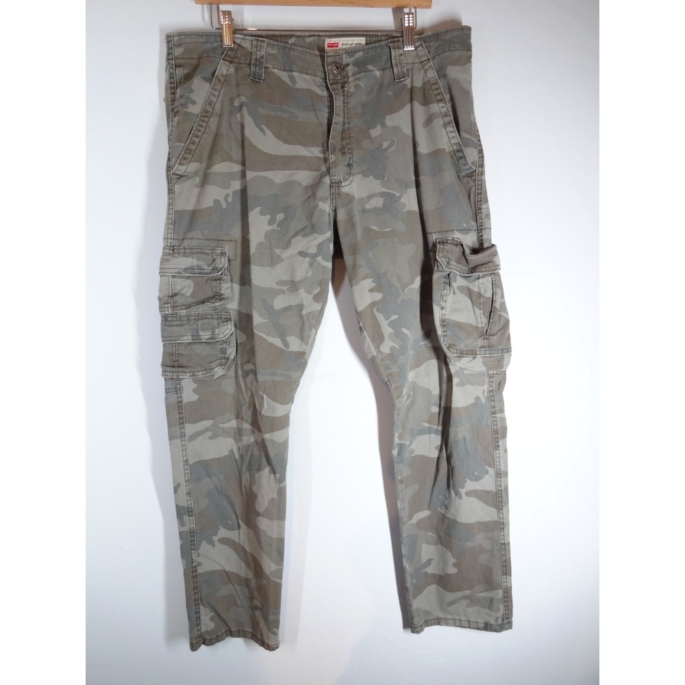 Wrangler Cargo Pants 36x30 Green Camo Regular Taper Stretch Gorpcore Utility